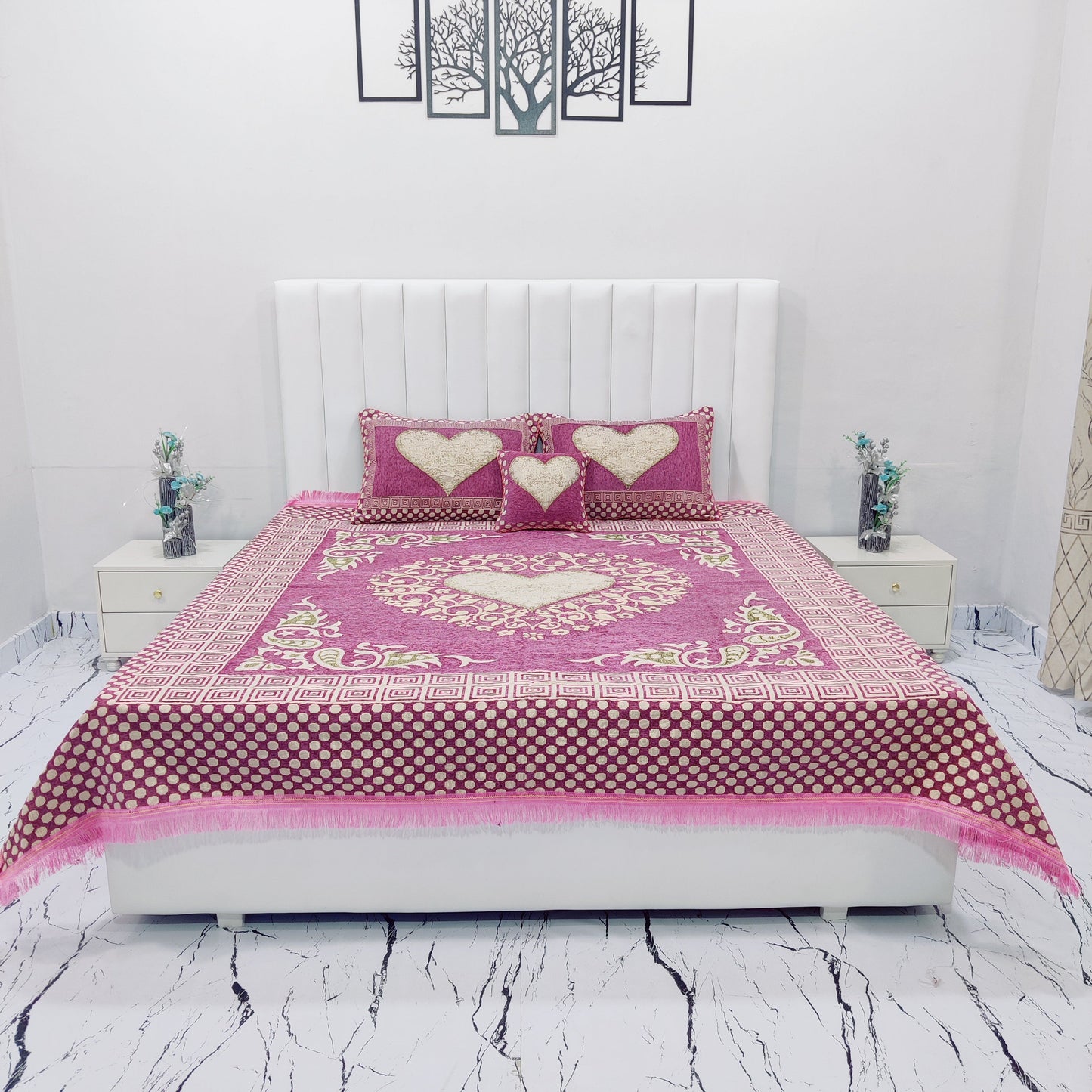 4 Pcs Velvet Jacquard Bedsheet v2.d7