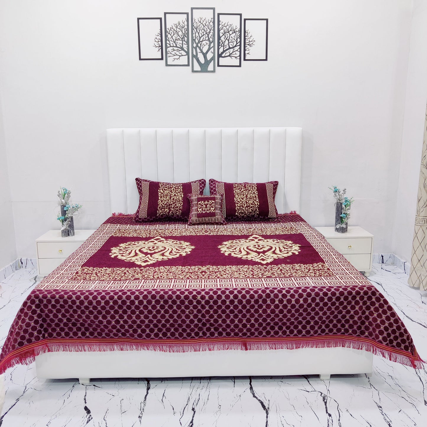 4 Pcs Velvet Jacquard Bedsheet v1.d3