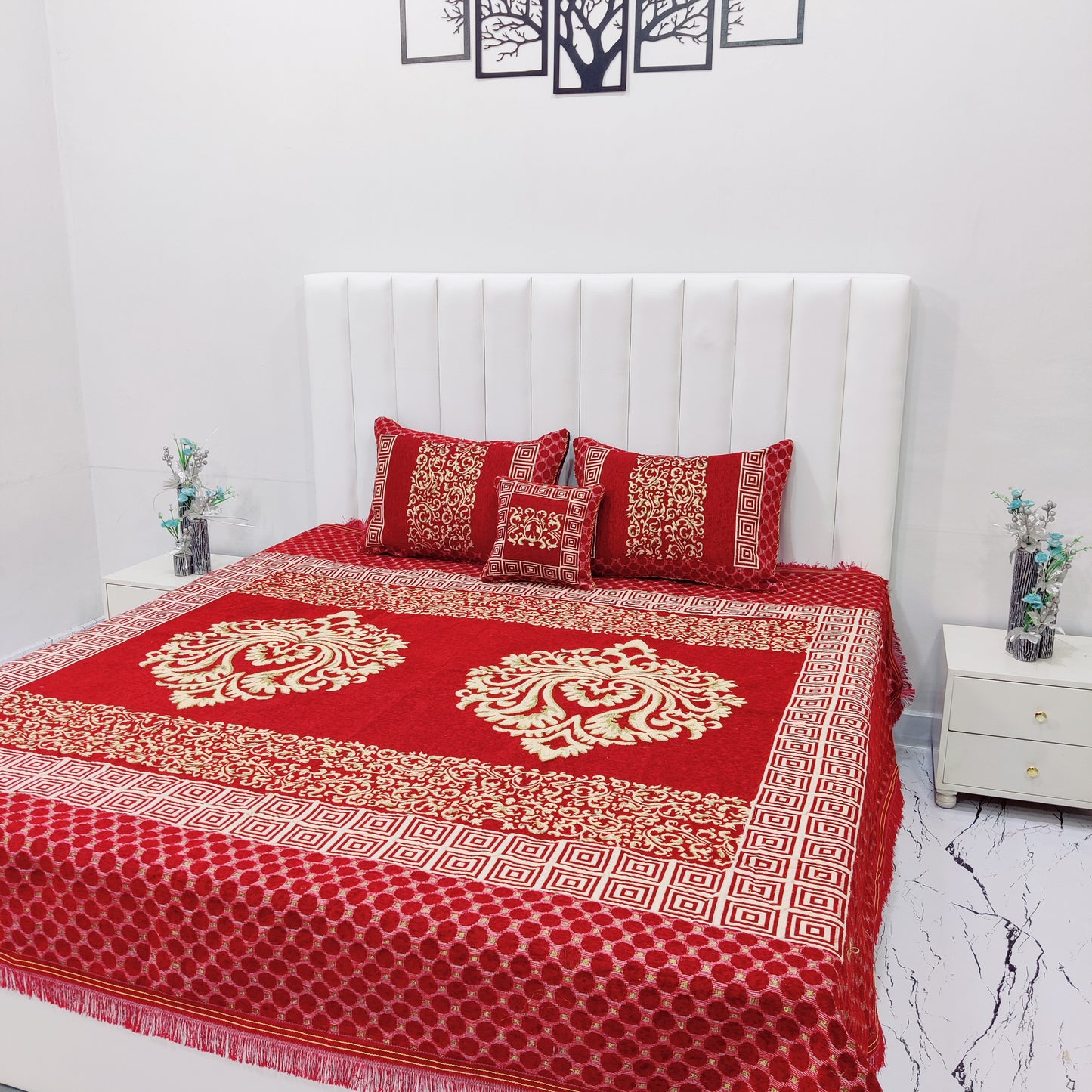 4 Pcs Velvet Jacquard Bedsheet v1.d7