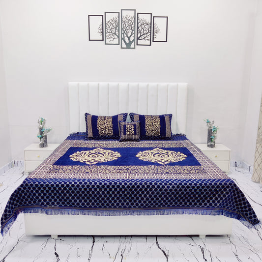 4 Pcs Velvet Jacquard Bedsheet v1.d4