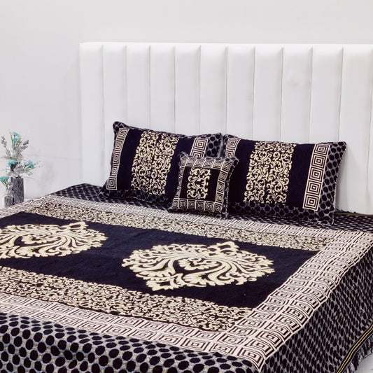 4 Pcs Velvet Jacquard Bedsheet v1.d1