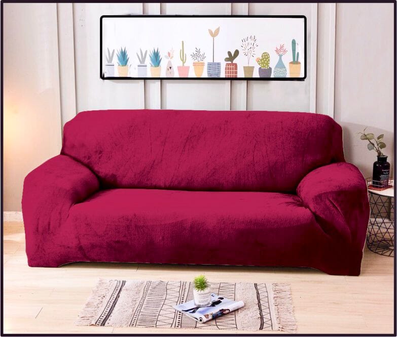 Luxury Velvet Sofa Cover (6 Seats) All Home Choice Red 