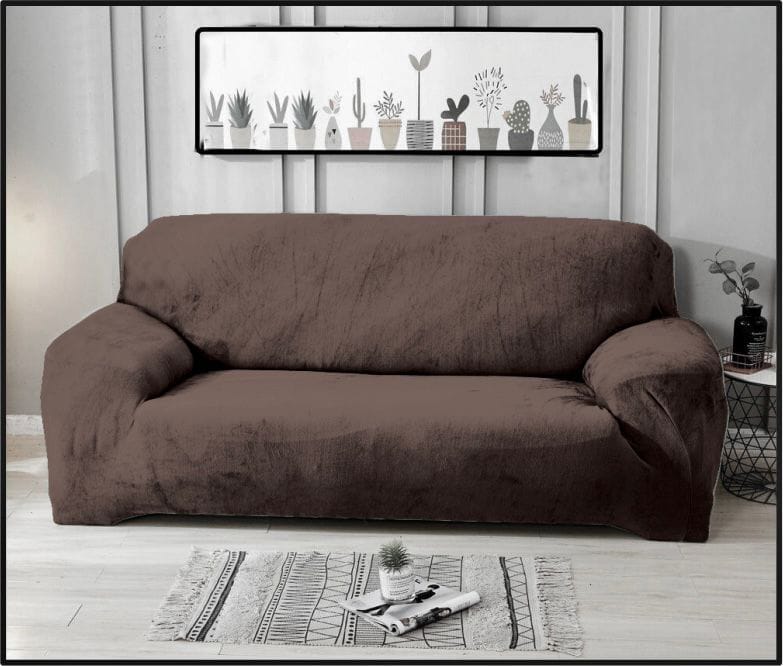 Luxury Velvet Sofa Cover (6 Seats) All Home Choice Brown 