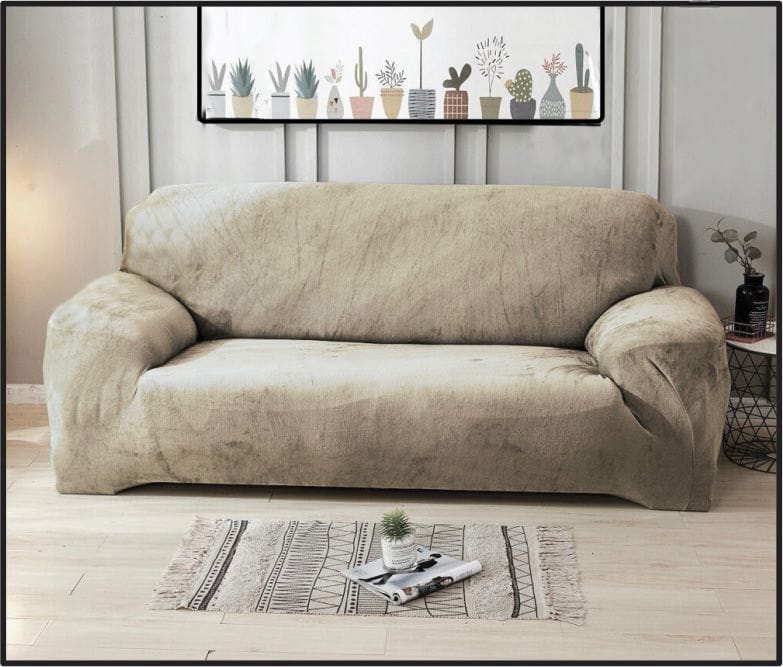 Luxury Velvet Sofa Cover (6 Seats) All Home Choice Beige 